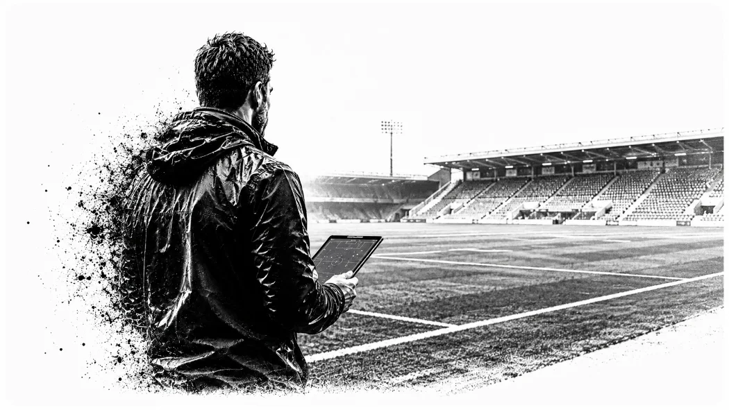 Allenatore con tablet a bordo campo